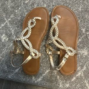 Gold braided sandals size 7